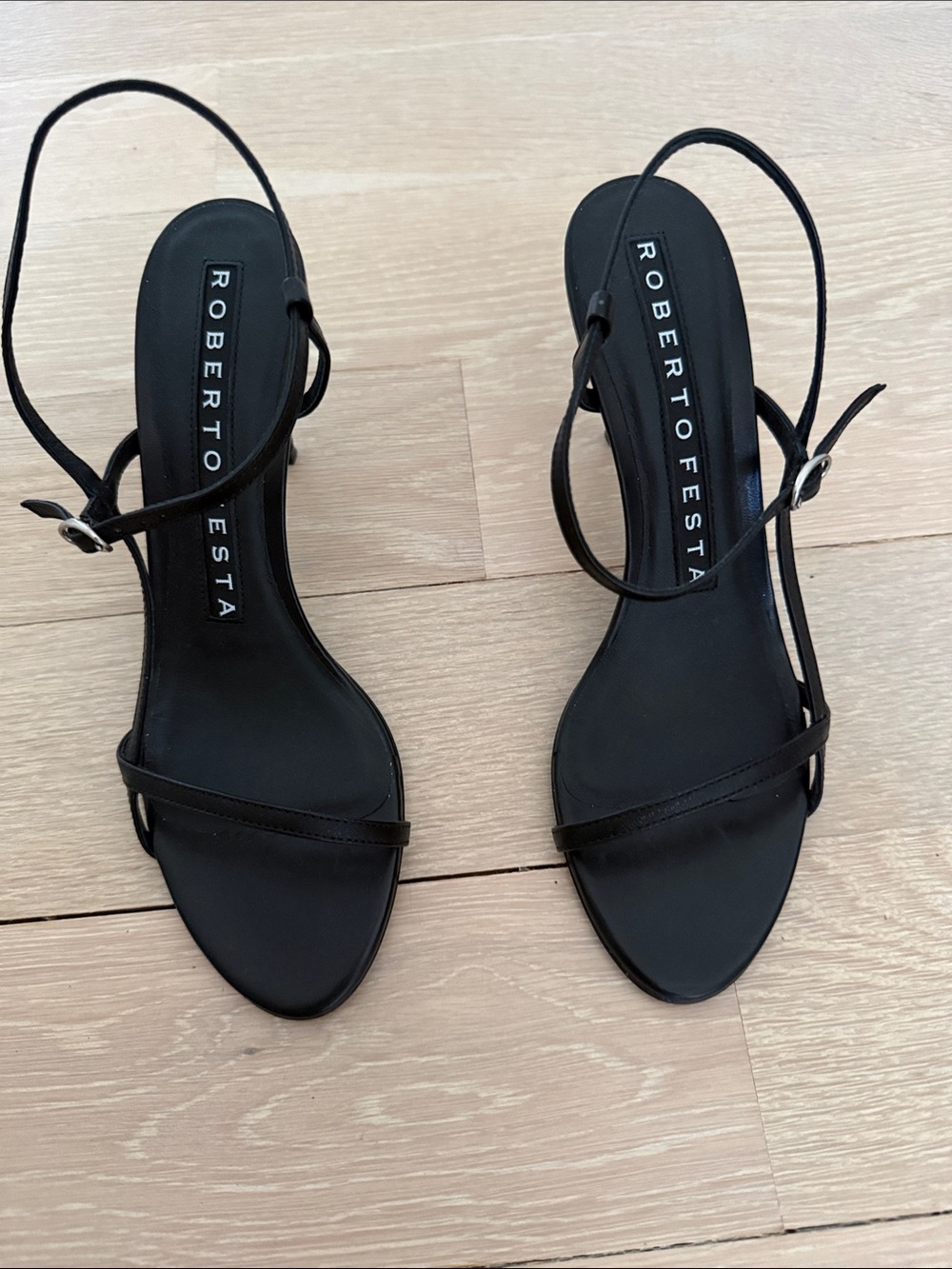 Roberto Festa Black Minimalist Slingback Heels. Final sale